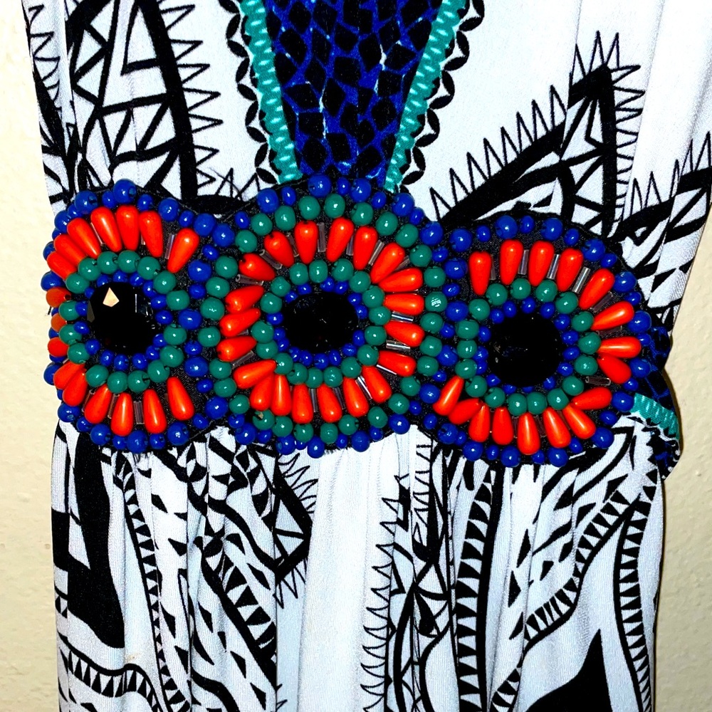 Super cute above knee summer dress with lots of beading